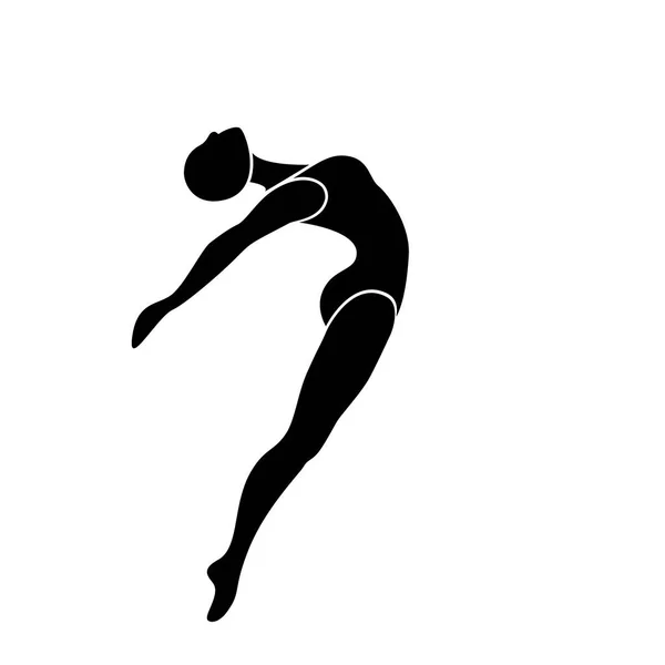 Springendes Tänzermädchen, isoliert auf weißem Hintergrund. — Stockfoto