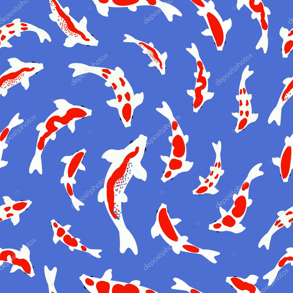 Seamless vector pattern with koi fish. Perfect for wallpapers, web page backgrounds, surface textures, textile.