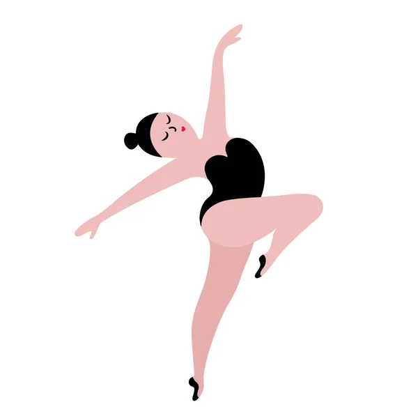 Felice plus size ballerina. Illustrazione del vettore concetto positivo del corpo . — Vettoriale Stock