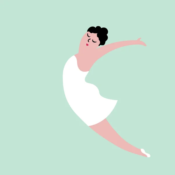 Feliz chica bailarina de talla grande. Cuerpo ilustración concepto positivo . — Foto de Stock