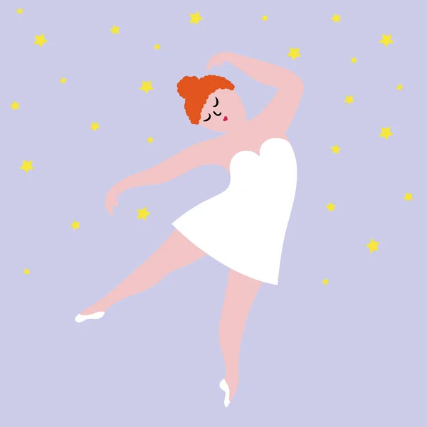 Happy plus size dancing girl. Body positive concept illustration. — Stock Photo, Image