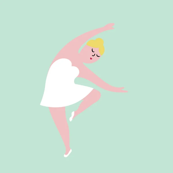 Happy plus size Dancing Girl. Body positivt koncept illustration. — Stockfoto