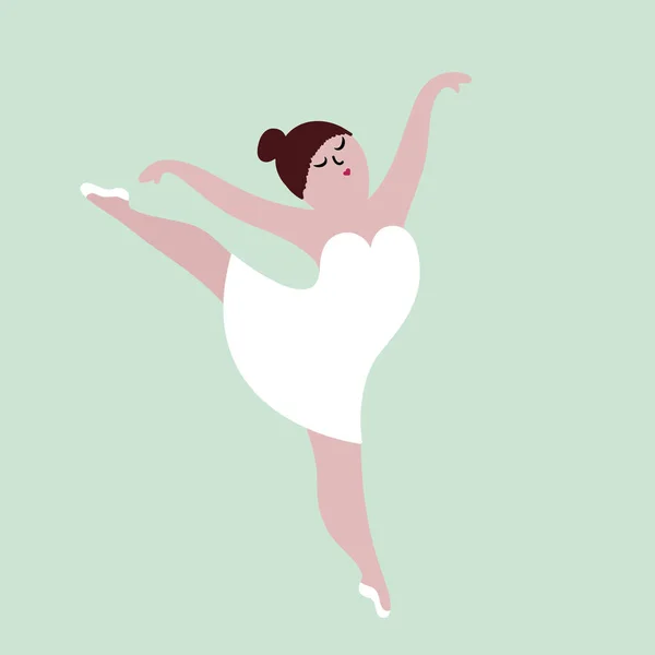 Feliz chica bailarina de talla grande. Cuerpo concepto positivo vector ilustración . — Vector de stock