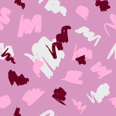 Pembe arka plan üzerinde soyut fırça darbeleri ile dikişsiz geometrik desen.