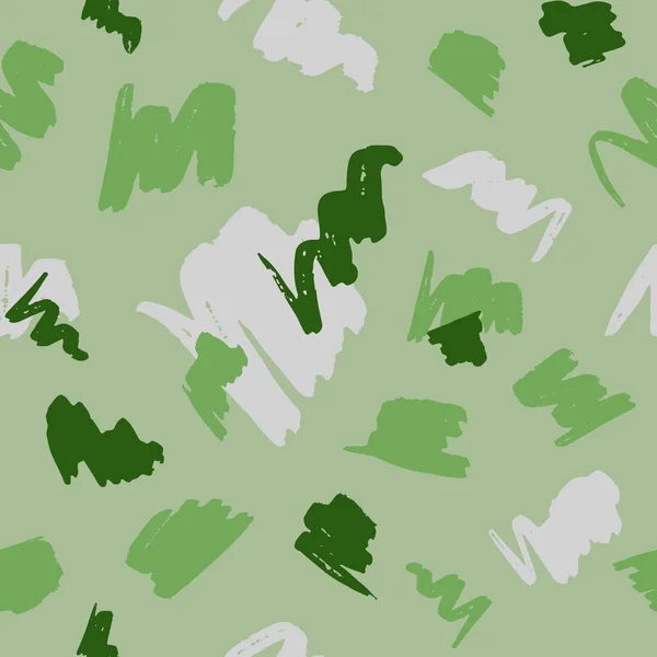 녹색 배경에 추상브러시 스트로크가 있는 원활한 기하학적 패턴. — 스톡 사진