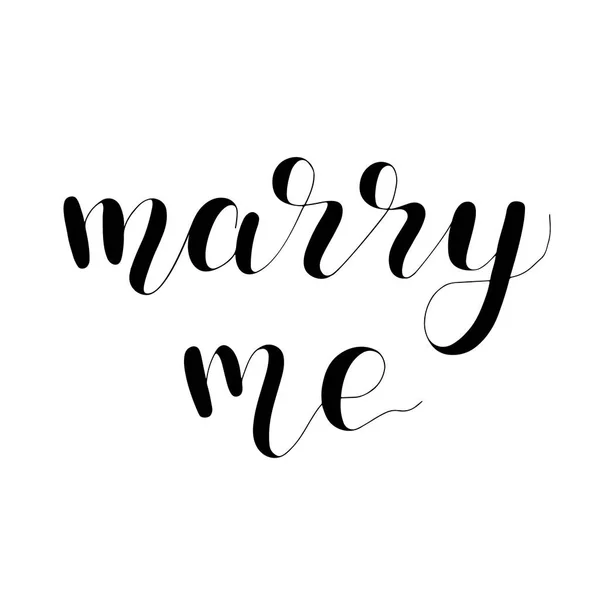Evlen benimle, el yazısıyla alıntı yap. El çizimi romantik mürekkep harfleri resimleme. — Stok Vektör