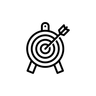 Çizgi sanatı tarzı hedef alınarak hedef tahtası temiz beyaz bir arkaplan üzerine odaklanarak pazarlama ve ticari amaçlar için bir odak ve hassasiyet hissi yaratıyor..