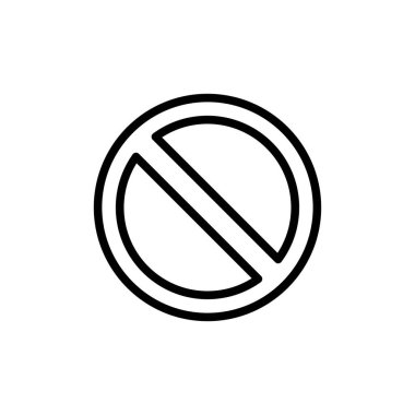 Beyaz zemin üzerinde daire ve çapraz çizgili bir siyah yasaklama sembolü, uyarı işareti ve düzenleme çizimleri için uygun olan kısıtlama ve inkarı iletir..