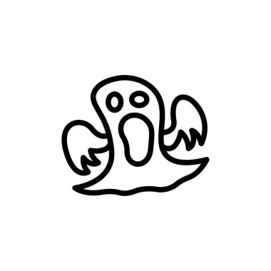 Korkunç hayalet, beyaz bir arka planda siyah çizilmiş, ağzı açık bir şekilde yüzüyor. Cadılar Bayramı temalarına uygun ürkütücü ve minimalist bir tarz yaratıyor..