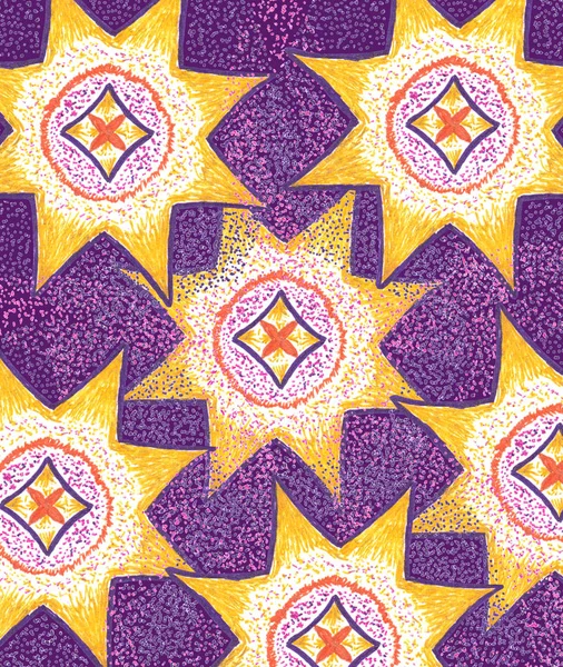 Abstract background with stars. Purple and yellow illustration. Luxury gold design pattern. Festive backdrop. Christmas and New year decorative greeting card, header, web banner, print.