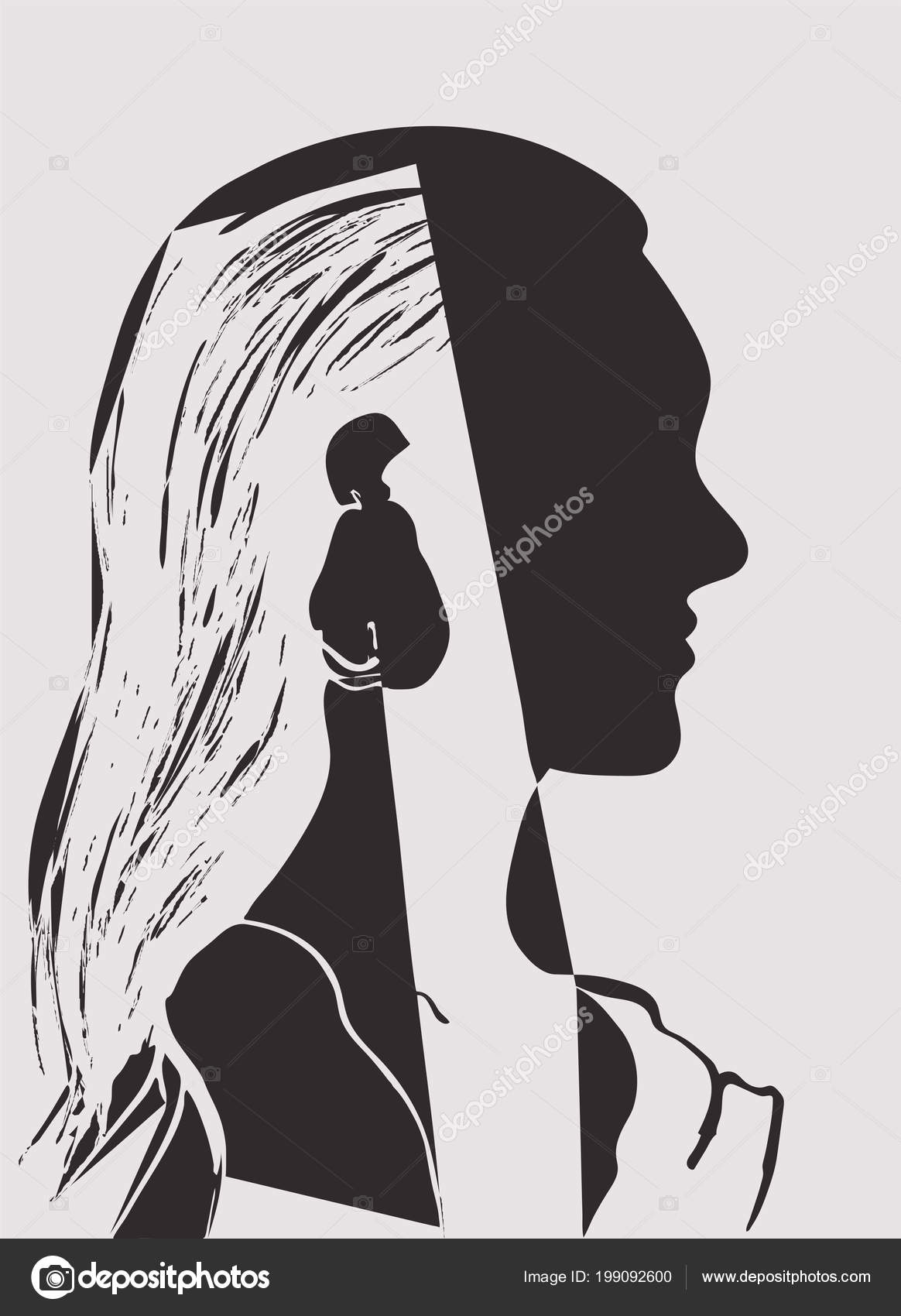 Sylwetka Kobiety Głowy Profil Piękna Młoda Dziewczyna