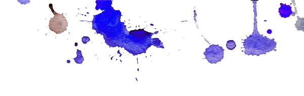 Синие Акварельные Брызги Пятна Белом Фоне Чернильная Живопись Ручной Рисунок — стоковый вектор