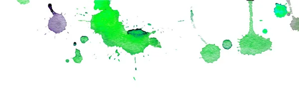 Acquerello Verde Schizzi Macchie Sfondo Bianco Pittura Inchiostro Illustrazione Disegnata — Vettoriale Stock