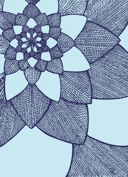 Запутанный Цветок Декоративный Цветок Ручной Рисунок Украшение Поздравительной Открытки Синие — стоковый вектор