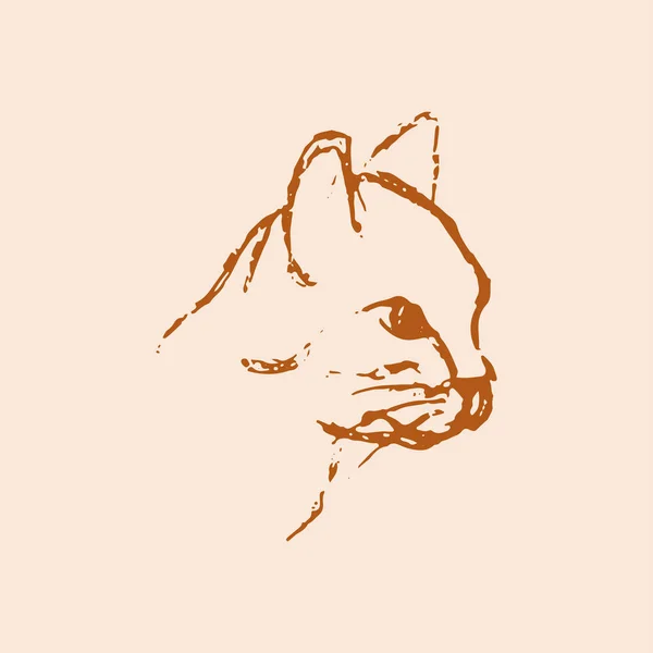 Hand Drawn Sketch Cat Head Line Drawing Pet Orange Colors — Stock Vector