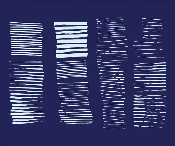 Abstraktes Grunge Design Gestreifte Textur Vektor Illustration Set Pinselstrich Farbstreifenhintergrund — Stockvektor