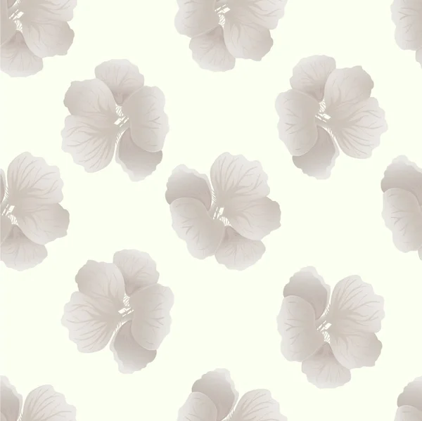 Nahtloses Wildes Blumenmuster Mit Kapuzinerkresse Silberne Hibiskusblüten Auf Hellem Hintergrund — Stockvektor