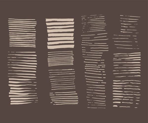 Abstract grunge design. Striped texture. Vector illustration set. Paintbrush line. Paint Stripes backdrop.Dry Brush Stroke and stretches. Isolated textured shape.Hand painted. Modern rough style.