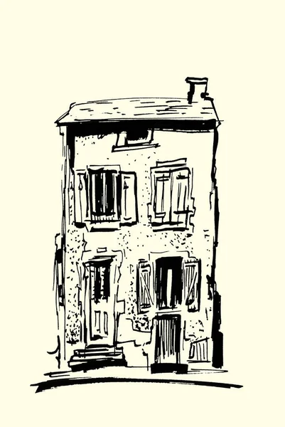 Ink Sketch Buildings Hand Drawn Illustration Houses European Old Town — Stock Photo, Image