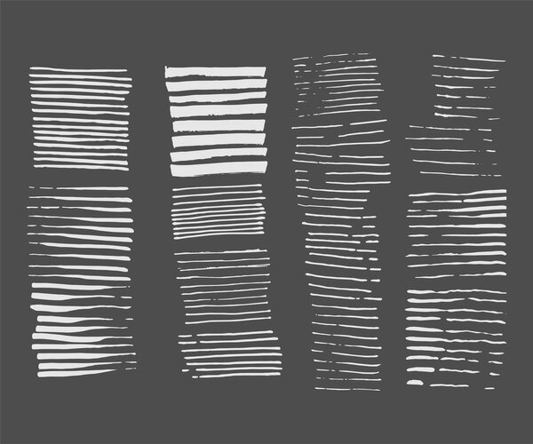 Abstract grunge design. Striped texture. Vector illustration set. Paintbrush line. Paint Stripes backdrop.Dry Brush Stroke and stretches. Isolated textured shape.Hand painted. Modern rough style.