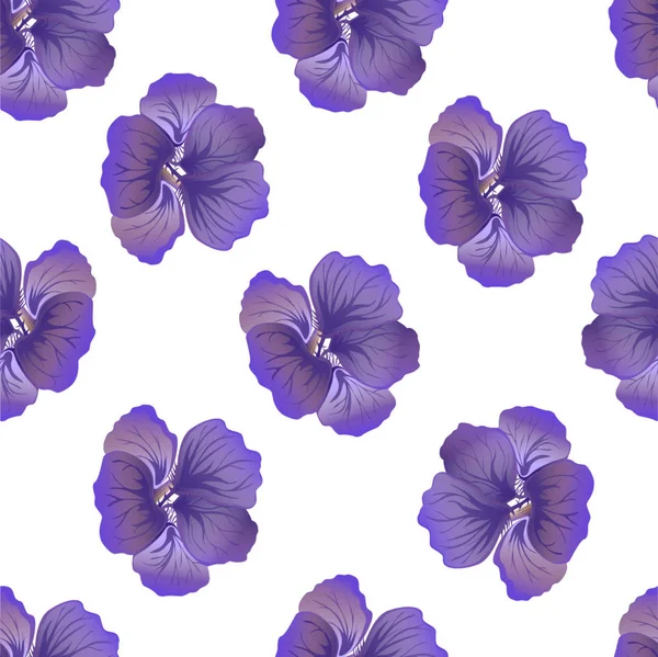 Nasturtium ile dikişsiz yabani çiçek deseni. Beyaz arka planda mor ebegümeci çiçekleri. Botanik Motifler rastgele dağıldı. Moda baskı için doku. Güzel egzotik bitki. Vektör çizimi.