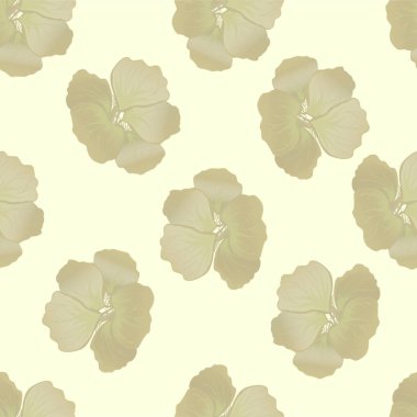 Nasturtium ile dikişsiz yabani çiçek deseni. Hibiscus çiçek arka plan. Botanik Motifler rastgele dağıldı. Moda baskı için doku. Güzel egzotik bitki. Vektör illüstrasyon. Sarı renkler.