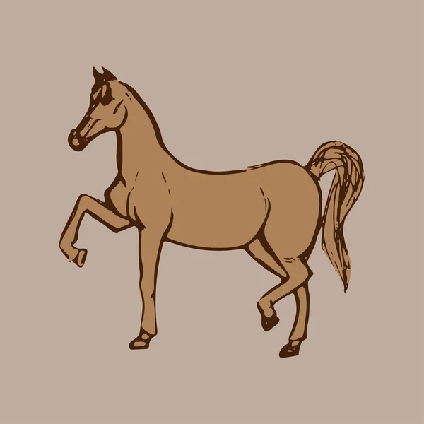 Beautiful Brown horse. Purebred red horse isolated on light background. Hand drawn. Flat vector illustration. — Stock Vector