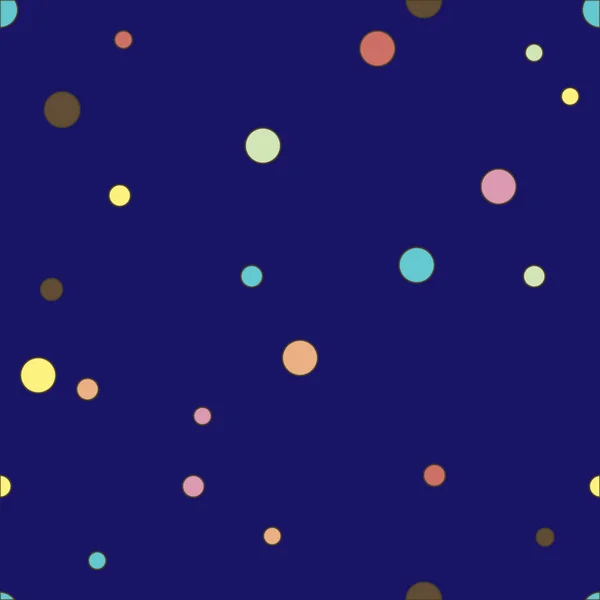 Coloré pointillé motif sans couture. Polka Dot sur fond bleu foncé Fond. Illustration vectorielle — Image vectorielle