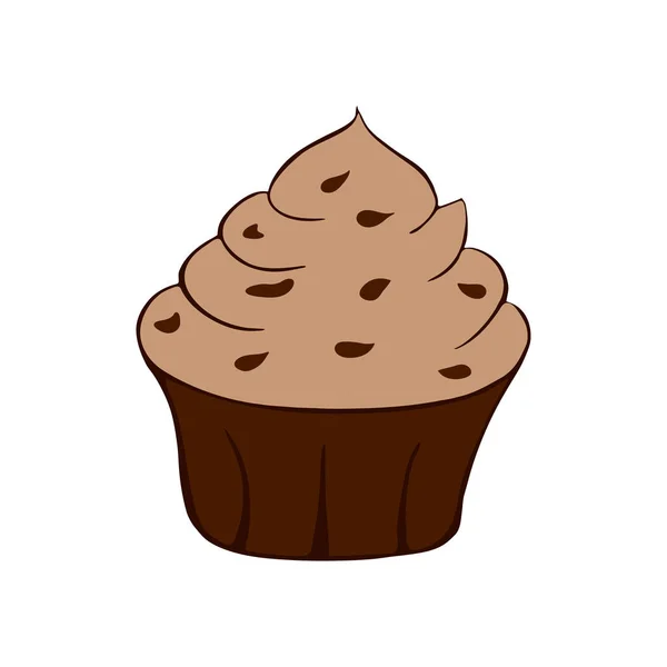 Choklad cupcake isolerad på vit bakgrund. Vektorillustration — Stock vektor