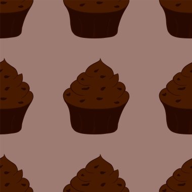 Lezzetli çikolatalı kek ikonu. Tatlı tatlı. Kusursuz desen. Vektör illüstrasyonu