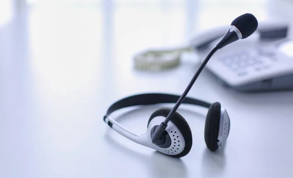Kommunikationsstöd Call Center Och Kund Service Helpdesk Voip Headsetet Bärbar — Stockfoto