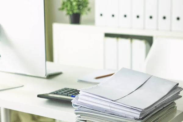 Workspace presentation mockup, Desktop computer and office supp — Stock Photo, Image