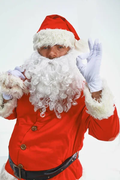 Tema de Natal: Papai Noel feliz. Sobre fundo branco — Fotografia de Stock