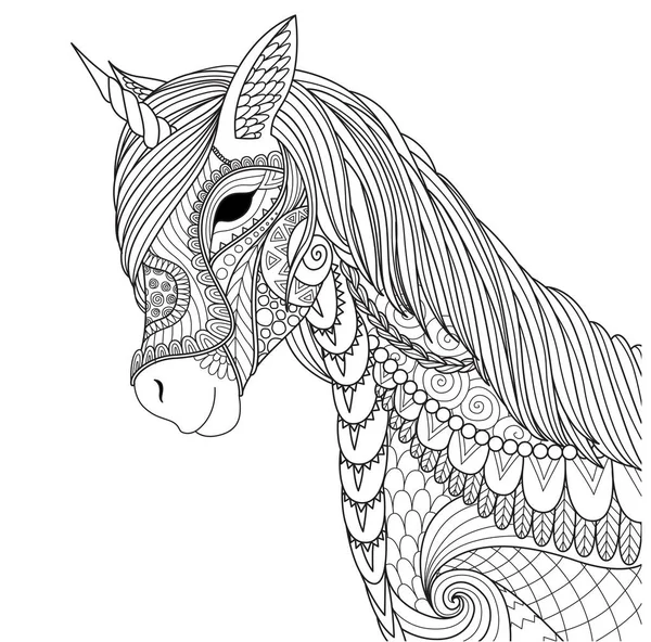 Unicorn Voor Kleurplaat Boekenpagina Andere Ontwerpelement Vectorillustratie — Stockvector