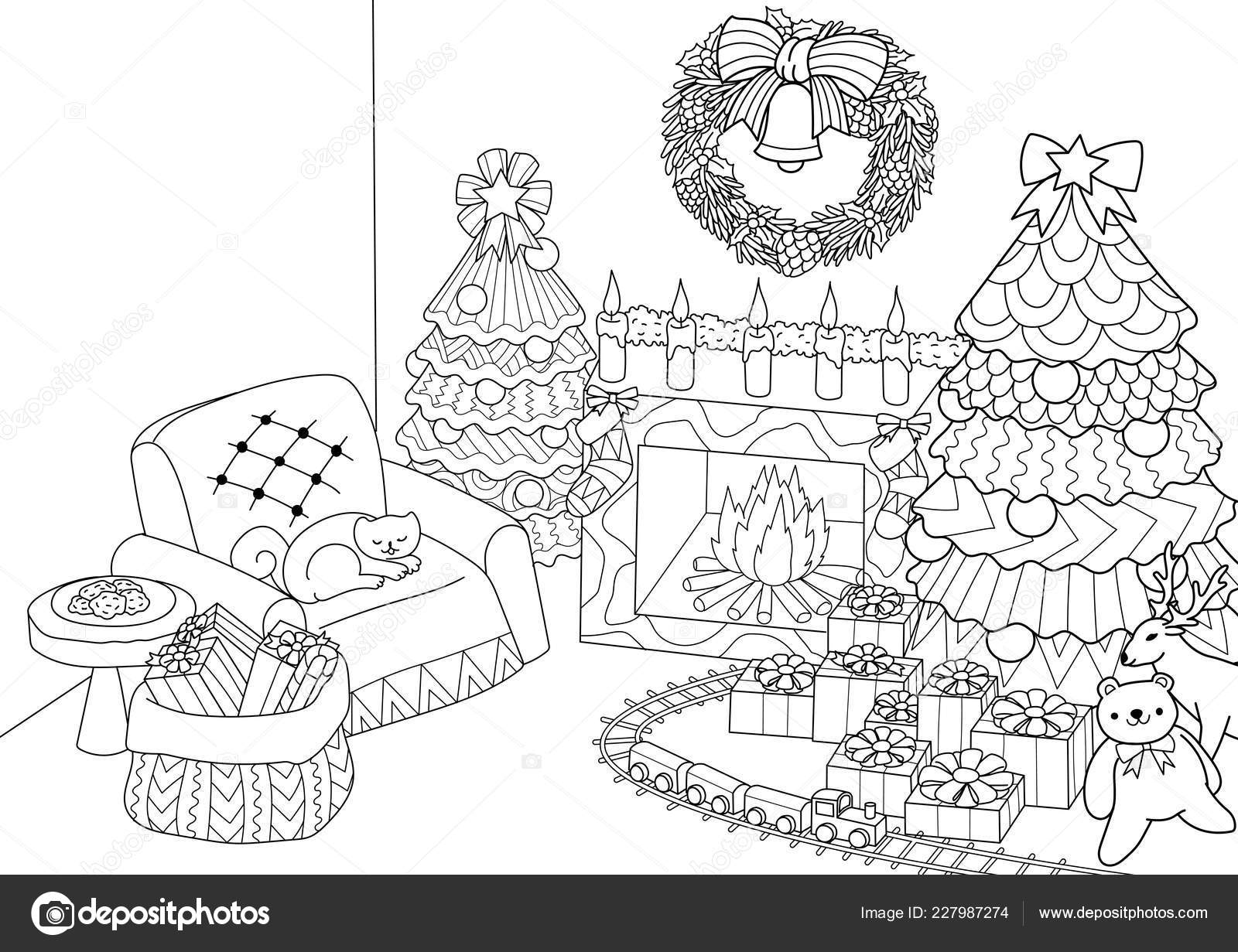 Libro Colorare Colorare Zentangle Stilizzato Albero Natale