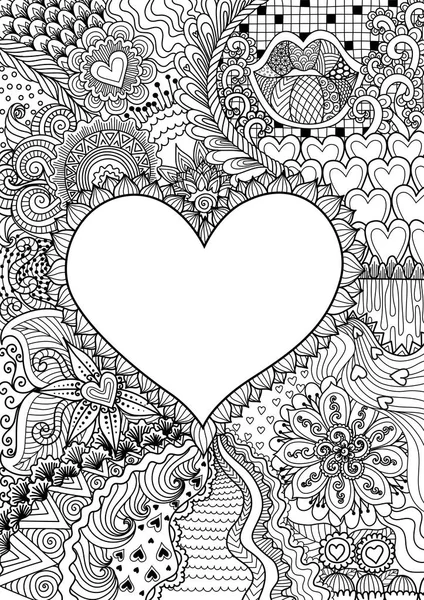 Порожня Сердечна Форма Копіювання Простору Оточенні Красивих Квітів Друку Листівки — стоковий вектор