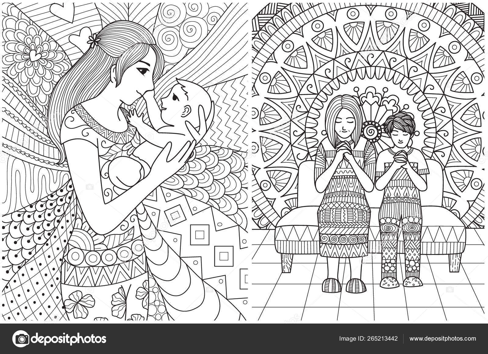 Download Mother Holding Her Son Love Praying Collection Adult Coloring Book Stock Vector Image By C Somjaicindy Gmail Com 265213442