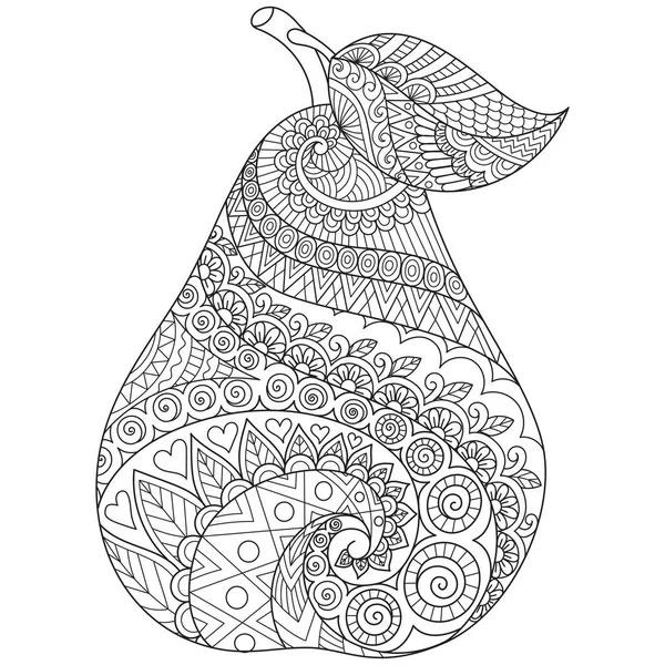 Линейный Рисунок Груши Печати Начинке Раскраске Взрослых Векторная Иллюстрация — стоковый вектор