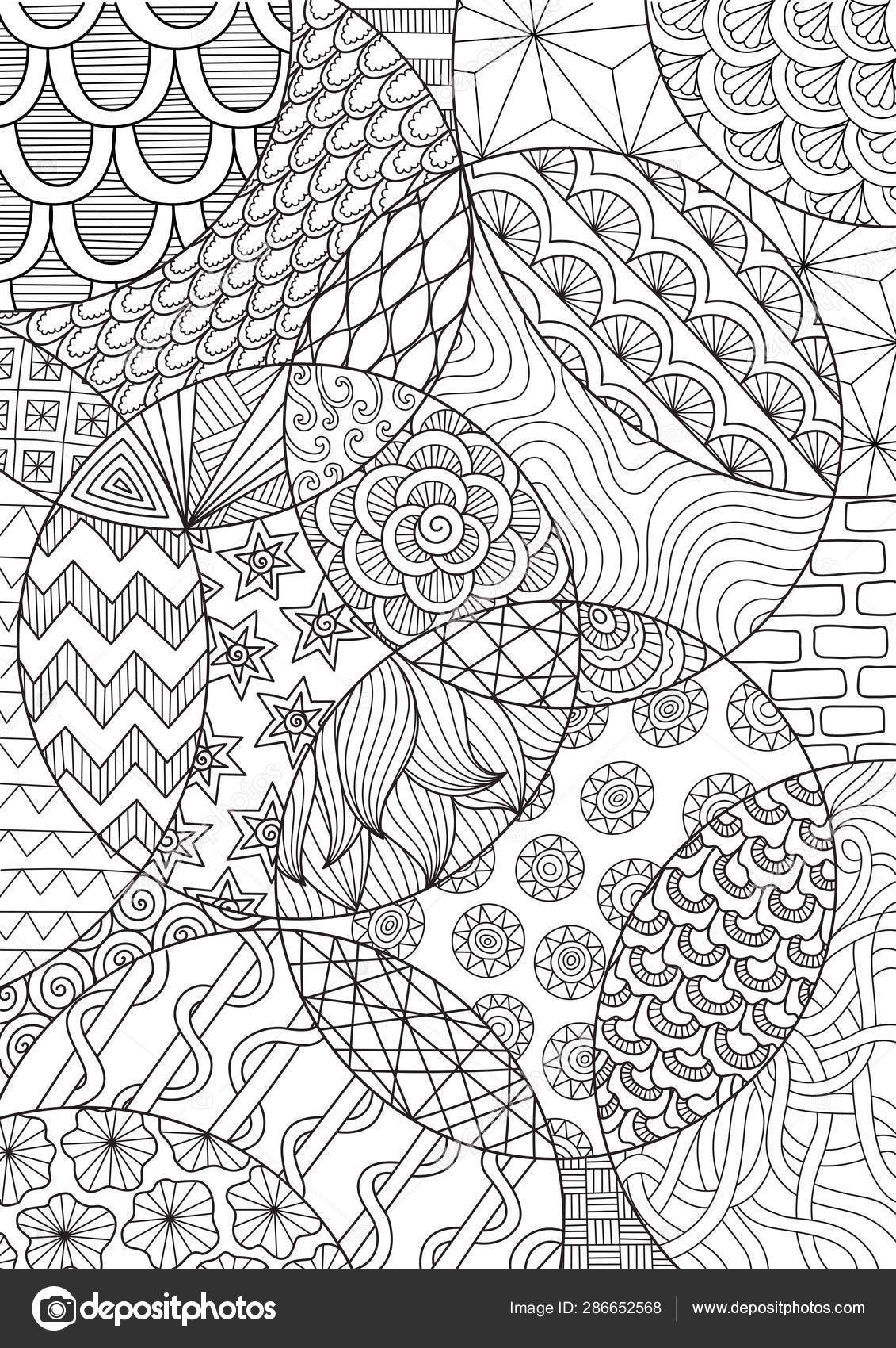 Abstract Pattern Organic Elements Coloring Page For Adults Doodle