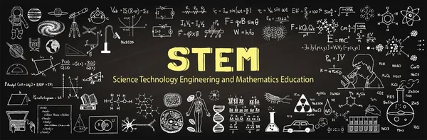 在黑板上手绘关于Stem的画 矢量说明 — 图库矢量图片