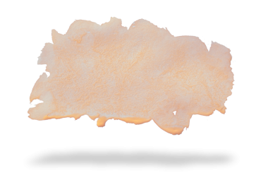 İzole edilmiş şeftali rengi suluboya fırça darbesi. Fırça darbesi desenli gözenekli görünüş ve kenarları pürüzlü ve tüylü elle boyanmış. Yüzen hava ve yumuşak gölge