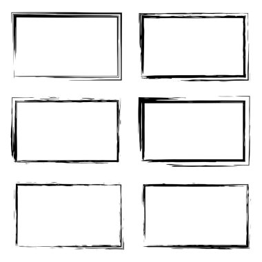 El çizimi vektör dikdörtgen siyah çerçeve, sınır - Grunge biçim illüstrasyonu, şablon, temel tasarım elemanları izole