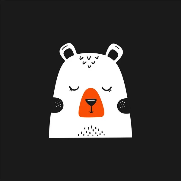 Illustration Vectorielle Ours Dans Style Scandinave Blanc Rouge Sur Fond — Image vectorielle