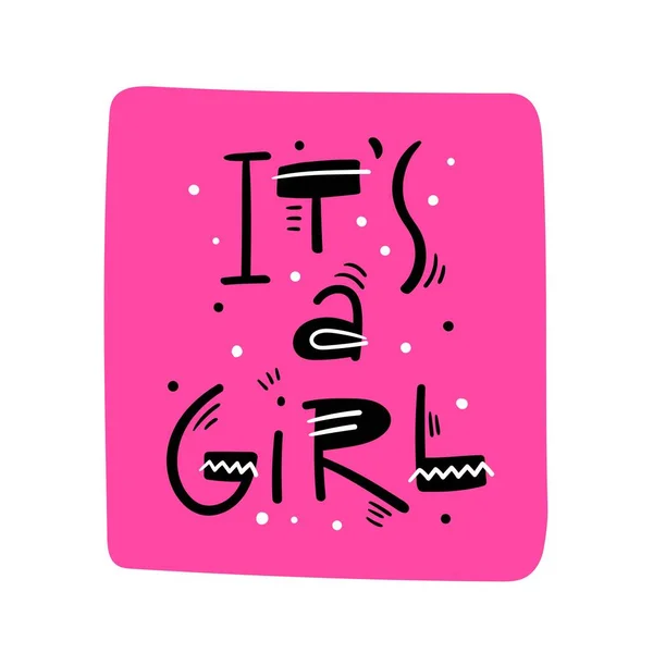 Girl Hand Drawn Lettering Decorative Elements Polka Dots Pink Frame — стоковый вектор