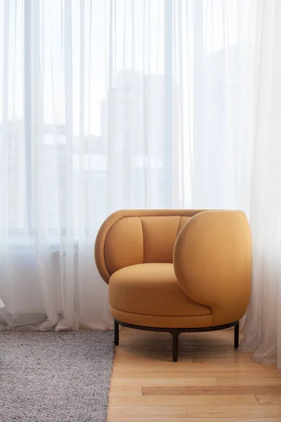 Modern Living Room Yellow Armchair Background Window — Stock Photo, Image