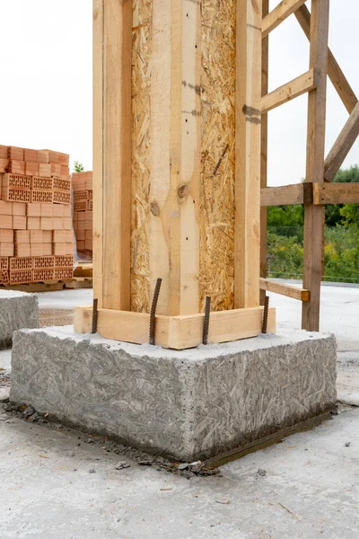 Konsep Konstruksi Brick House Tutup Foto Vertikal Elemen Pendukung Bangunan — Stok Foto