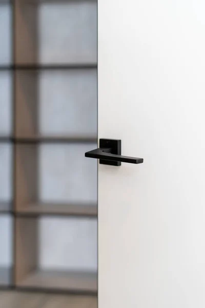 Vertical Photo Minimalist Handle Open Door Blurred Room Background Element — Stock Photo, Image