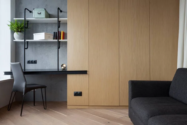 Oturma Odasında Modern Tasarımı Olan Yeni Modern Rahat Kanepe Gardırop — Stok fotoğraf