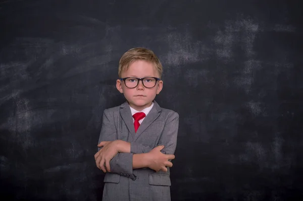 Gelukkig Lachend Kind Gaat Terug Naar School Kleuterschool Succes Motivatie — Stockfoto