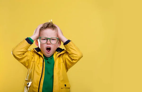 Happy Cute Child Boy Open Mouth Surprised Face — Stock Photo, Image